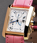 Tank Francaise Chronograph on Strap Yellow Gold - Chronoflex - Quartz movement