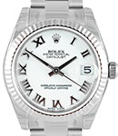 Datejust 31mm in Steel with Fluted Bezel on Oyster Bracelet with White Roman Dial