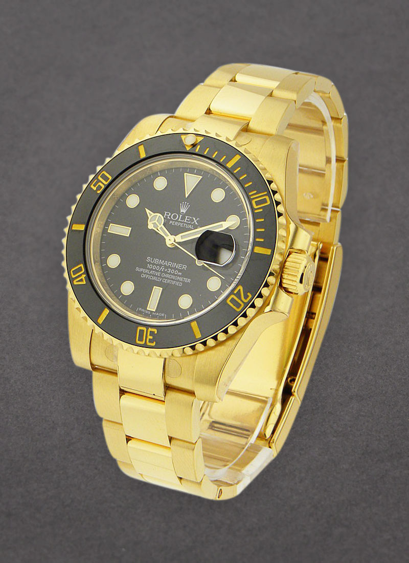 Rolex Unworn Submariner in Yellow Gold with Black Ceramic Bezel