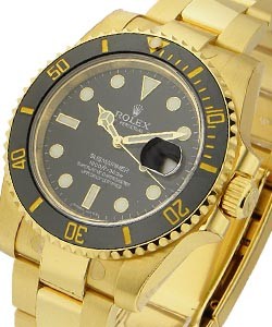 Submariner in Yellow Gold with Black Ceramic Bezel on Bracelet with Black Dial