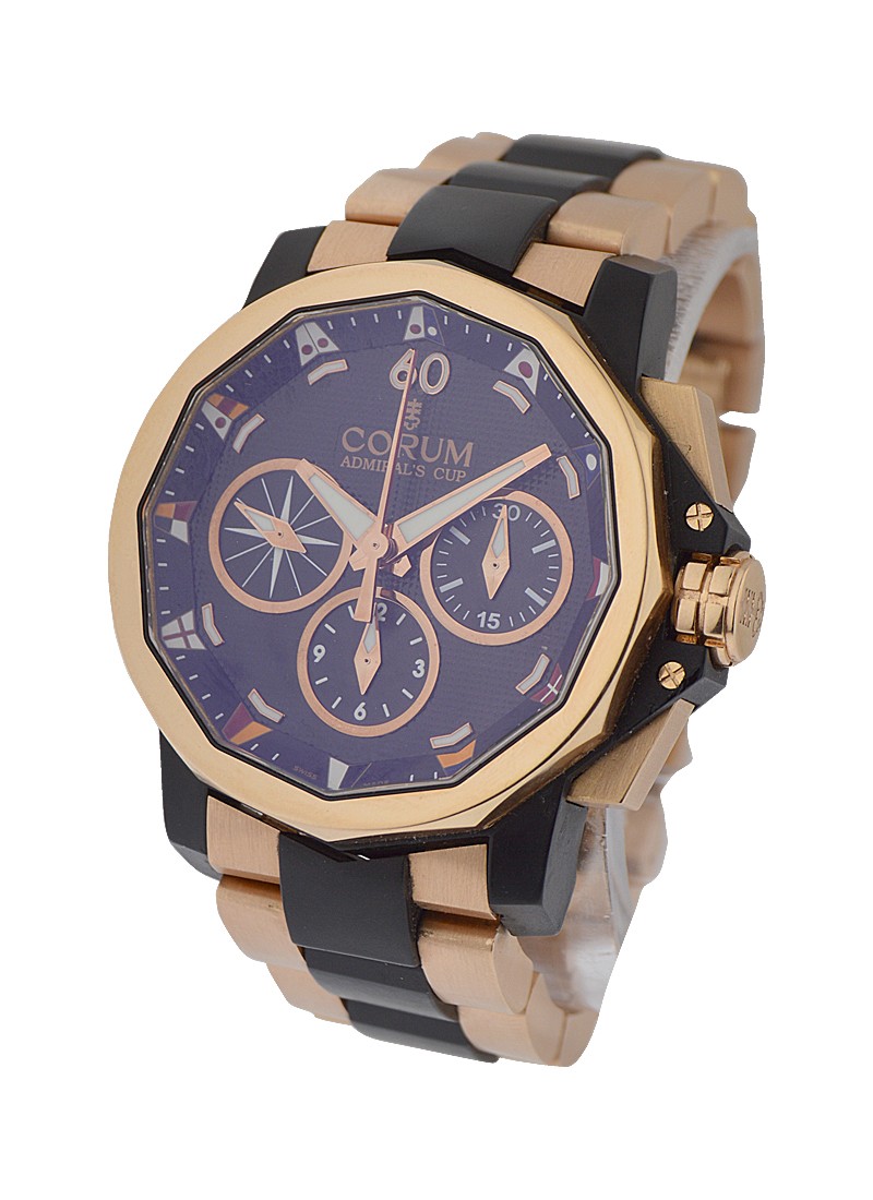 Corum Admiral's Cup Challenge 44mm Split Second Chrono in Ceramic with Rose Gold Bezel