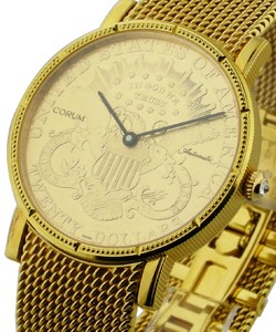$20 Gold Coin Watch - Automatic Yellow Gold with Mesh Bracelet