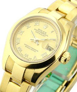 President 26mm in Yellow Gold with Smooth Bezel on Yellow Gold Oyster Bracelet with Champagne Roman Dial