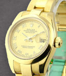 President 26mm in Yellow Gold with Smooth Bezel on Yellow Gold Oyster Bracelet with Champagne Roman Dial