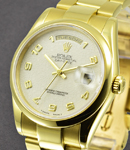 President - 36mm - Yellow Gold - Domed Bezel on Oyster Bracelet with White Jubilee Arabic Dial