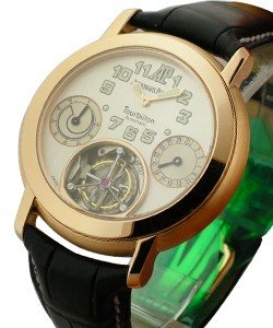 Jules Audemars Automatic Tourbillon in Rose Gold on Black Leather Strap with Silver Dial