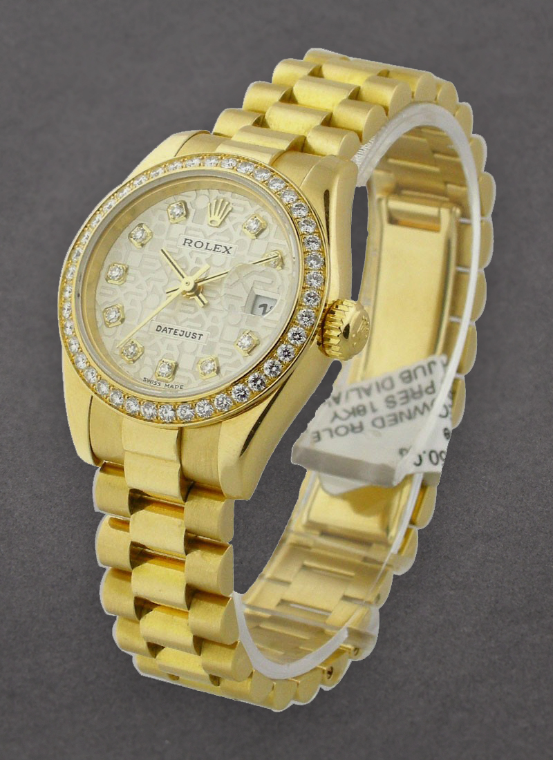 Pre-Owned Rolex Ladies President in Yellow Gold with Diamond Bezel 