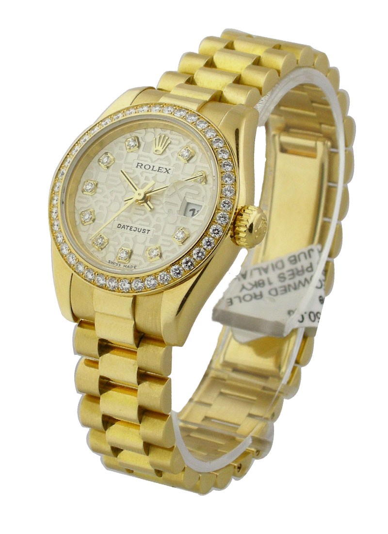 Pre-Owned Rolex Ladies President in Yellow Gold with Diamond Bezel 