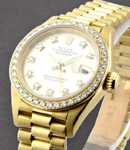 Ladies President in Yellow Gold with Diamond Bezel  on Yellow Gold President Bracelet with White Diamond Dial