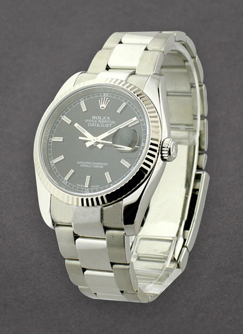 Pre-Owned Rolex Datejust 36mm in Steel with White Gold Fluted Bezel