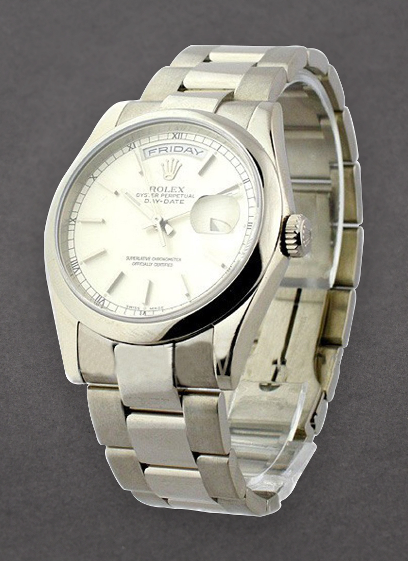 Pre-Owned Rolex DayDate - President - White Gold -  Smooth Bezel