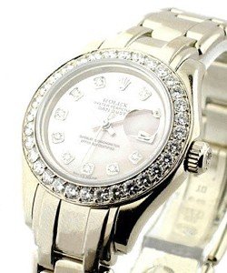 Masterpiece in White Gold with 32 Diamond Bezel on Pearlmaster Bracelet with Silver Diamond Dial