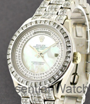 President - 36mm - Baguette Bezel  Pave Diamond Bracelet - MOP Diamond Dial 