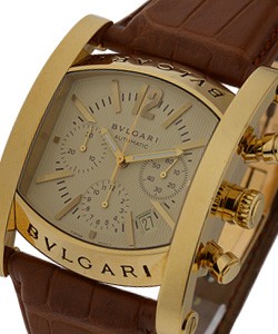 Assioma Chronograph in Yellow Gold on Brown Crocodile Leather Strap with Champagne Dial