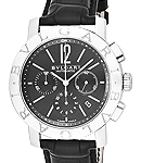 Bvlgari 42mm Chronograph in Steel on Black Crocodile Leather Strap with Black Dial