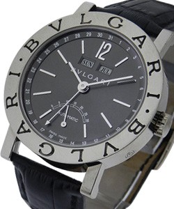 Bvlgari-Bvlgari 38mm Triple Date and Power Reserve White Gold on Strap with Anthracite Dial