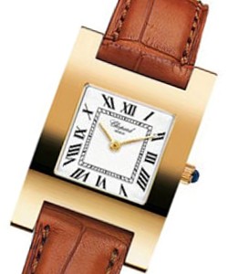 Your Hour in Yellow Gold on Brown Alligator Leather Strap with Silver Dial
