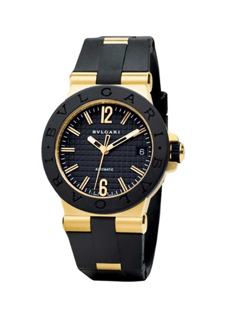 Bvlgari Diagono 35mm in Yellow Gold with Black Rubber Bezel