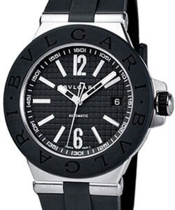 Diagono 40mm Automatic in Steel with Black Rubber Bezel on Black Rubber Strap with Black Dial