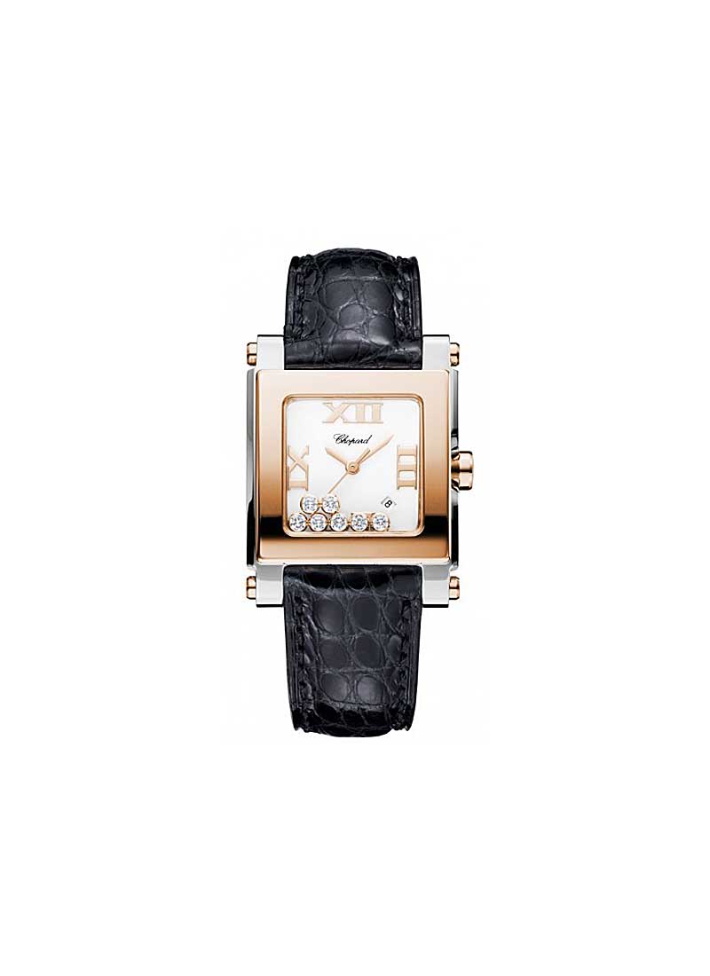 Chopard Happy Sport Square XL in Steel with Rose Gold Bezel 