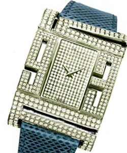 Haute Joaillerie XL in White Gold with Diamond Bezel on Blue Leather Strap with Pave Diamond Dial
