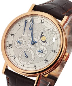 Classique Perpetual Calendar Rose Gold on Strap with Silver Dial 