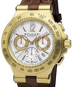 Diagono Professional Chronograph 42mm in Yellow Gold on Brown Leather Strap with Silver Dial