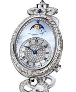Reine de Naples in White Gold with Diamond Bezel on White Gold Diamond Bracelet with Blue MOP Diamond Dial