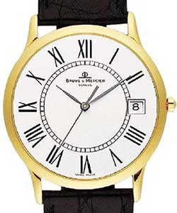 Classima Executives - Quartz  Yellow Gold on Strap with White Guilloche Dial 
