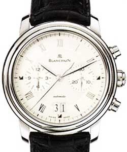 Villeret Big Date Chronograph White Gold with Silver Dial on Strap