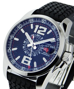 Gran Turismo GMT XL in Steel  on Black Rubber Strap with Blue Dial