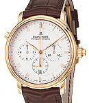 Villeret Chronograph 38mm Automatic in Rose Gold on Brown Crocodile Leather Strap with Silver Roman Dial