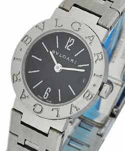 Bvlgari-Bvlgari 23mm in Steel on Bracelet with Black Guilloche Dial 