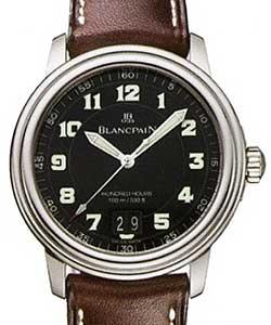 Leman Ultra Slim Big Date 38mm Automatic in Steel on Brown Leather Strap with Black Arabic Dial