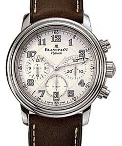 Leman Flyback Chronograph 38mm Automatic in Steel on Brown Leather Strap with Silver Dial