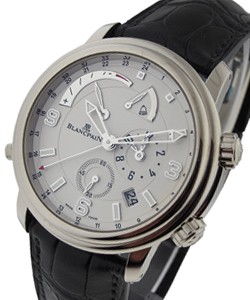Leman Reveil GMT with Alarm 40mm in White Gold on Black Crocodile Leather Strap with Silver Opaline Dial