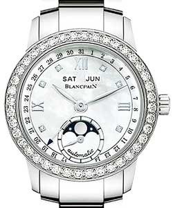 Leman Moonphase & Complete Calendar White Gold on Bracelet with MOP Diamond Dial