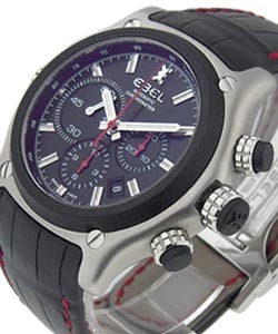 1911 BTR Chronograph Steel with Ceramic Bezel on Strap with Black Dial