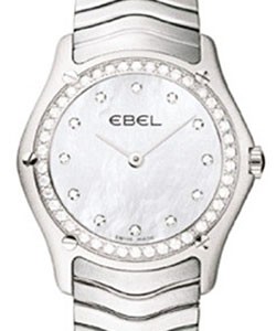 Classic Wave 27mm in Steel on Stainless Steel Bracelet with MOP Diamond Dial