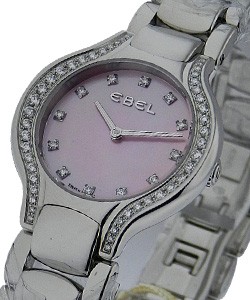 Beluga Mini in Stainless Steel with Diamond  on Stainless Steel Bracelet with Pink MOP Diamond Dial 