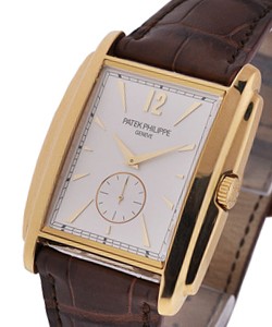 5124 Gondolo in Yellow Gold on Brown Crocodile Leather Strap with white Dial