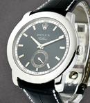Cellini Cellinium in Platinum on Strap with Black Stick Dial