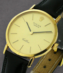 Cellini Classic in Yellow Gold on Strap with Champagne Stick Dial