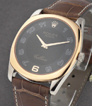 Cellini Danaos in Rose Gold with White Gold Lugs on Strap with Black Arabic Dial