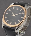 Cellini Danaos in Rose Gold with White Gold Lugs on Black Calfskin Leather Strap with Black Stick Dial