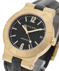 Diagono 35mm Automatic in Yellow Gold on Brown Strap - Black Dial 