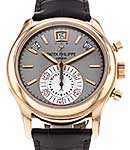 5960 Automatic Chronograph Automatic in Rose Gold on Black Alligator Leather Strap with Two-tone Silvery-Gray Dial