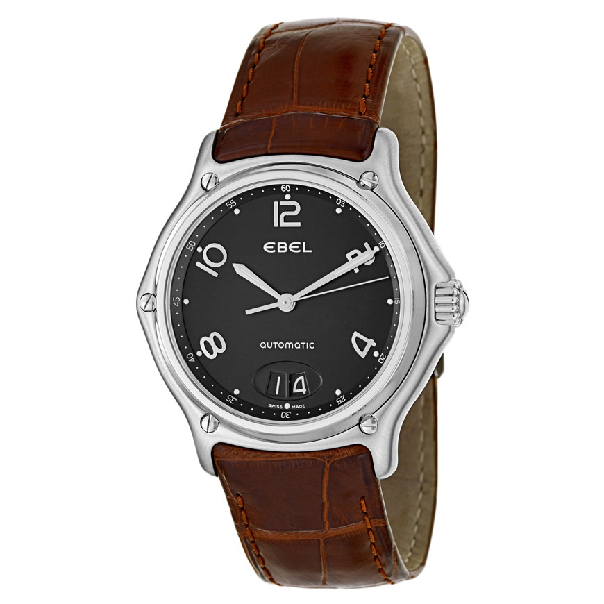 1911 Men's in Steel on Brown Alligator Leather Strap with Black Dial