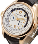 World Time Power Reserve on Brown Alligator Leather Strap with White Dial