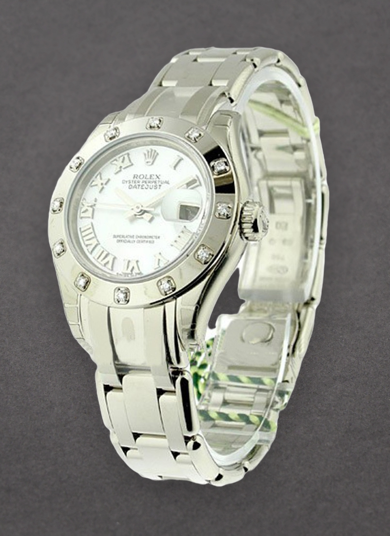 Rolex Unworn Lady's White Gold Masterpiece in White Gold with 12 Diamond Bezel 